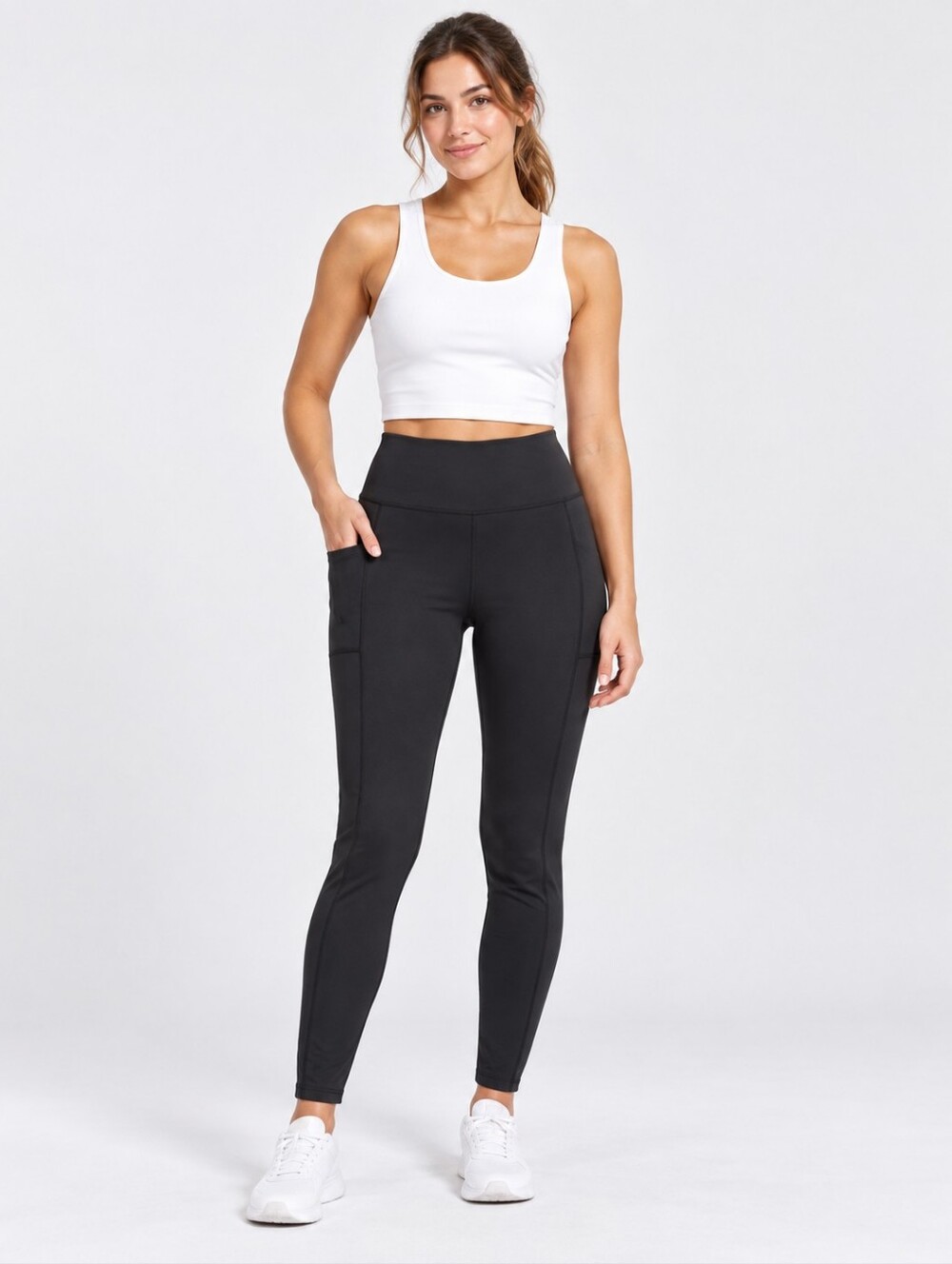 Zone Pro Black High-Waist Leggings with Side Pocket